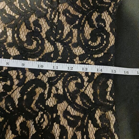 Adrianna Papell Embroidered Lace Overlay Sheath Dress Size 10 Black & Gold/Nude - Picture 13 of 14